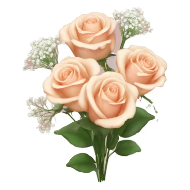 Rose bouquet with babies breath sticker
