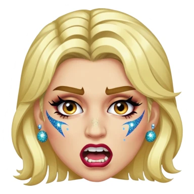 kesha with glitter making a snarling fun face sticker