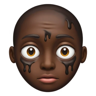 an black melting face with no eyebrows and mouth and just an single eye sticker