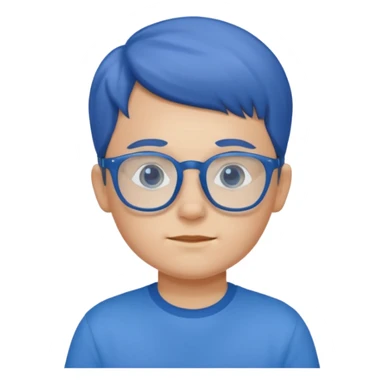 child with blue shirt blue glasses sticker