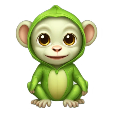 baby monkey in a frog costume  sticker