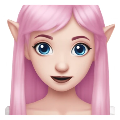 Cute spooky CUTE pink pale vampire teeth pretty pink eyebrows vampire goth princess elf ears blue eyes pink hair sticker