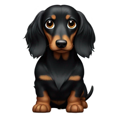 Black, long-haired, wiener dog sticker