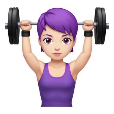 weight lifting female short purple hair sticker