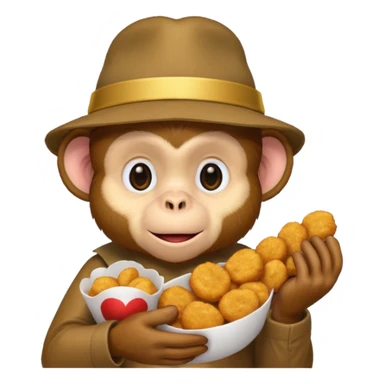 Monkey with a hat and chicken nuggets sticker