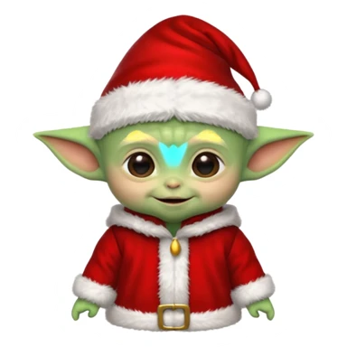 Baby joda felice con cappello da elfo vestito da babbo natale felice  sticker