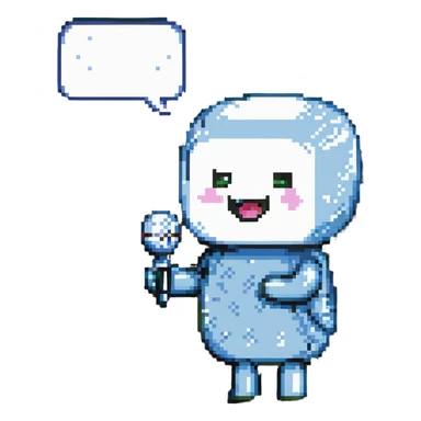 pixel art of a singing character with a speech bubble containing 'tralalero tralala' sticker
