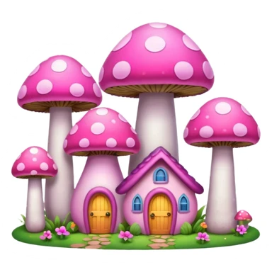 pink mushroom houses sticker