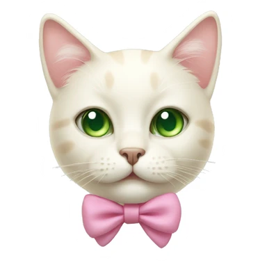 Cream cat with a pink bow and green eyes sticker