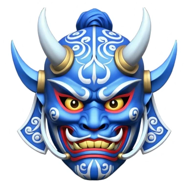 blue samurai oni mask sticker