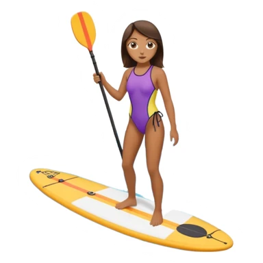 Brunette girl and paddle boarding  sticker