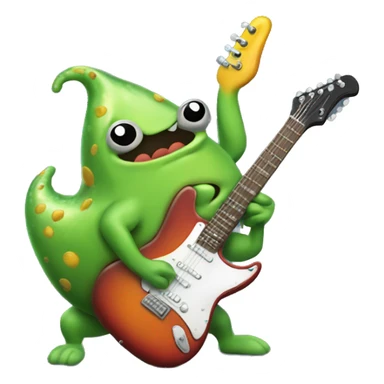 Happy slimy slug playing electric guitar sticker