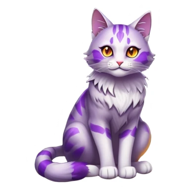 steam punk style. Purple shade. A wise cat with glowing amber eyes sits in the hollow between the roots of an ancient tree. Its fur shimmers in the dim light as it calmly licks its paw. The air feels enchanted. The cat's gaze, full of wisdom, is fixed on the traveler, as if sensing destiny sticker