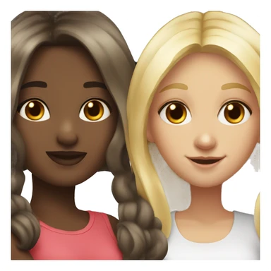 Blonde girl and dark brown hair girl posing for a photo  sticker