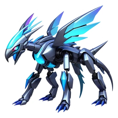  Epic legendary rare glowing mechanical Shiny sparkly transparent bioluminescent luminescent vibrant bright pastel dark exotic iridescent colorful gradients futuristic modern metallic glossy glittery fantasy-cyber-Fakémon-Vernid-Dialga-Palkia-mecha-creature sticker