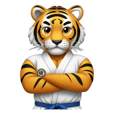 Tiger jiu jitsu with his arms crossed sticker