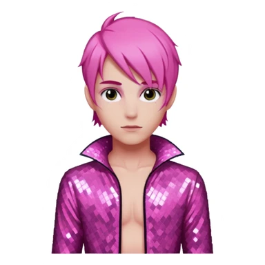 Eros from Lore Olympus with pink hair, pink sequin outfit sticker