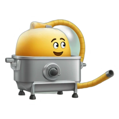 Un aspirateur en forme de pelle tenant un rouleau à pâtisserie sticker