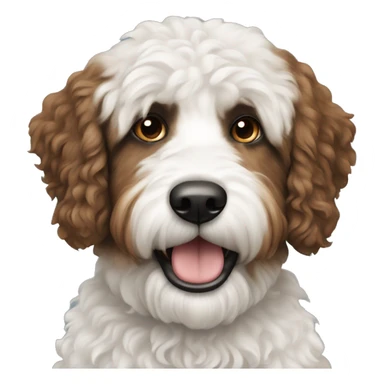 black, white and brown bernadoodle dog  sticker