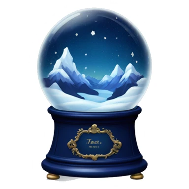 vintage dark blue rococo night sky mountains snow globe sticker