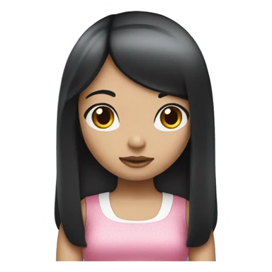 Girl with a black hair straigth hello kitty sticker