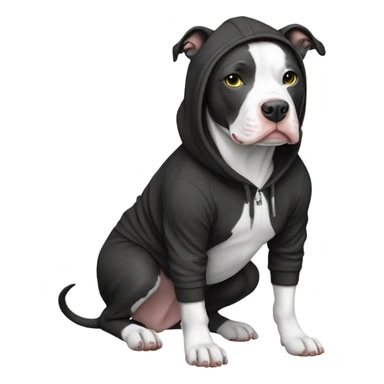 Black and white pitbull with hoodie sticker