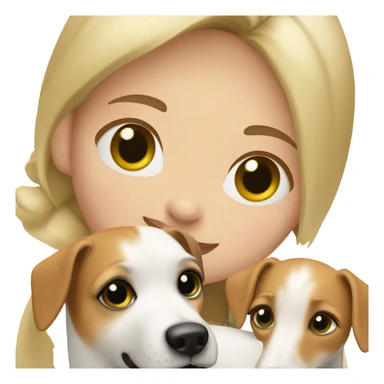 blonde girl with green eyes holds a Jack Russell terrier in her arms sticker