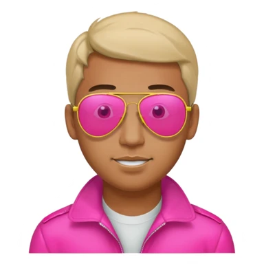 1980s man wearing reflective neon pink aviator sunglasses sticker