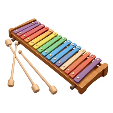 wooden xylophone top view with mallets on the side sticker
