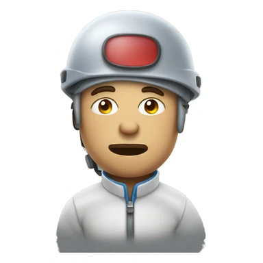 Sleepy handicapped man wearing helmet sticker