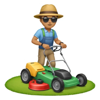man mowing lawn sticker