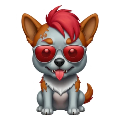 Zombie dog with red hair and sun glasses sticker