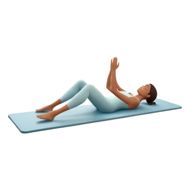 A person performing a Pilates exercise on a mat in a clean, modern studio. The focus is on core strength and flexibility, with a neutral, calming color palette. Simple equipment like a reformer machine and a soft, tranquil background enhance the feeling of controlled movement and focus. sticker