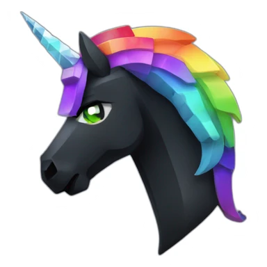 Minecraft Rainbow Black Unicorn Head With Diamond Horn sticker