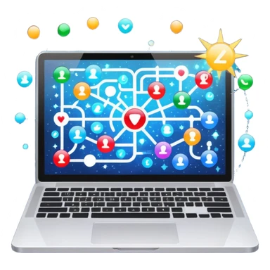 laptop screen showing a plan diagram with sparkles sticker