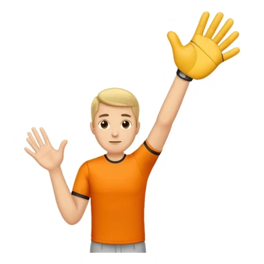 sports coach holding one hand palm down on top and other vertical in the middle of the flat palm under sticker