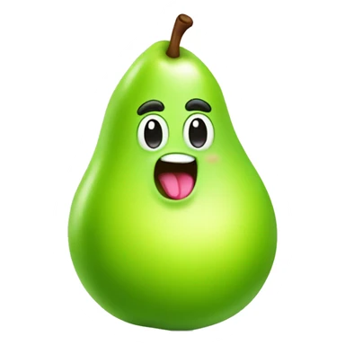 Shiny Green Cute pear with tongue sticker
