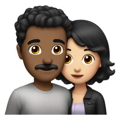 Guy with black mustache and short black hair kissing girl with brown hair and brown eyes sticker