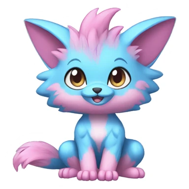 Cute cool blue pink animal hybrid Fakemon full body sticker