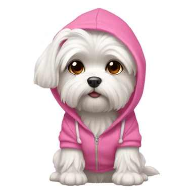 maltese dog breed with pink hoodie sticker