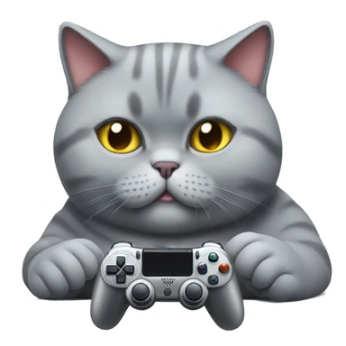 Fat british shorthair cat playing video games  sticker
