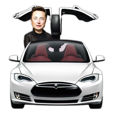 Elon musk with his tesla car sticker