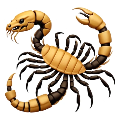 A 3D cartoon scorpion tattoo on a forearm, black ink, detailed stinger and claws, soft lighting, Memoji-style realism. sticker