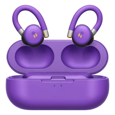 Purple wireless earbuds that wrap over the ear sticker