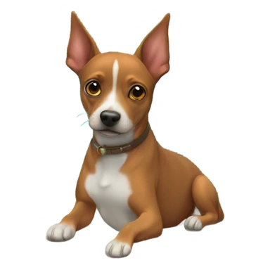 Island backdrop below Minpin dog ￼ sticker