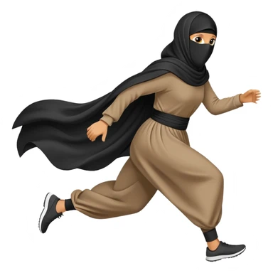 person wearing a niqab and large, flowing clothes, running sticker