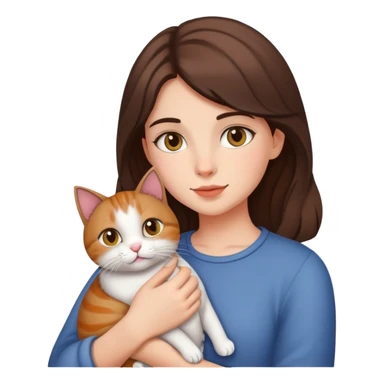 brunnete girl holding cat sticker