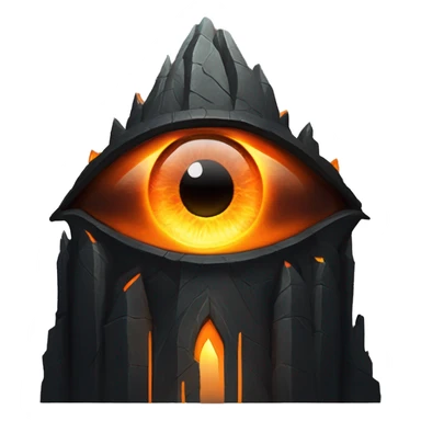 Eye of Sauron with glowing orange iris, set in a dark tower of Mordopr sticker