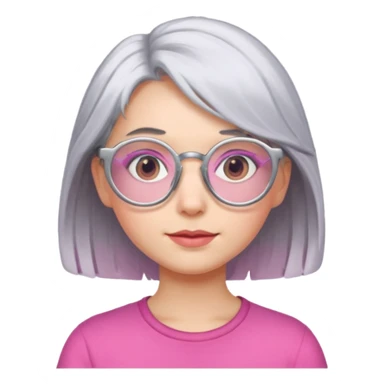 Silver hair pink glasses girl sticker