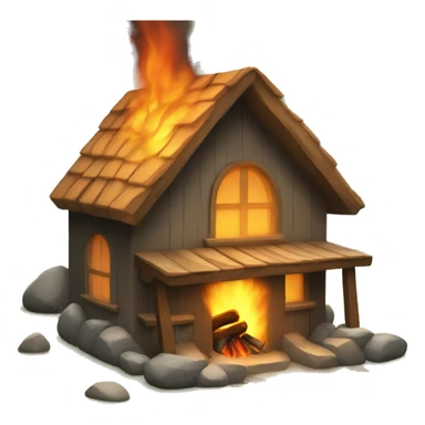 House in the woods with a campfire  sticker